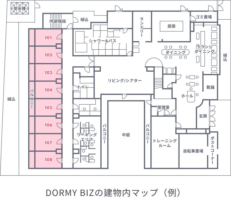 DORMY BIZの建物内マップ（例）