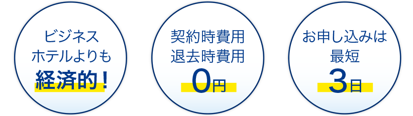 1室1ヶ月から、快適な住まいをすぐに手配!